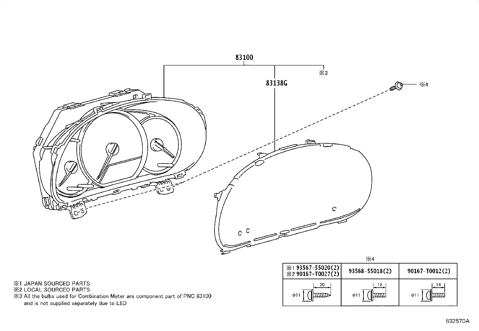 Toyota 83800-0UP10 METER ASSY, COMBINATION