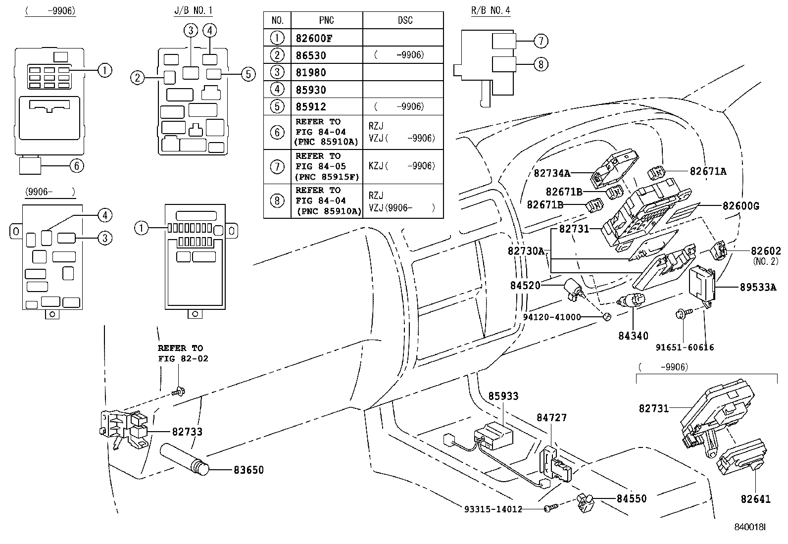 84820-60180 MASTER SWITCH ASSY, POWER WINDOW REGULATOR product image