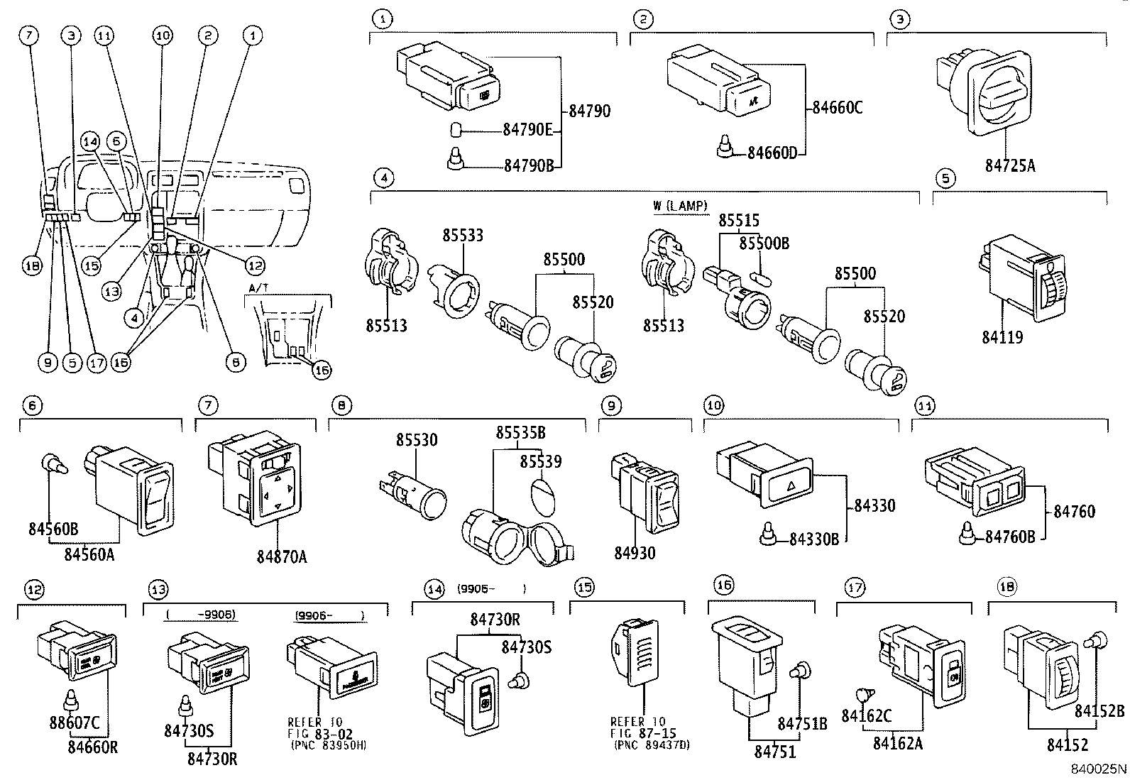 84165-30020 SWITCH, REAR FOG LAMP product image
