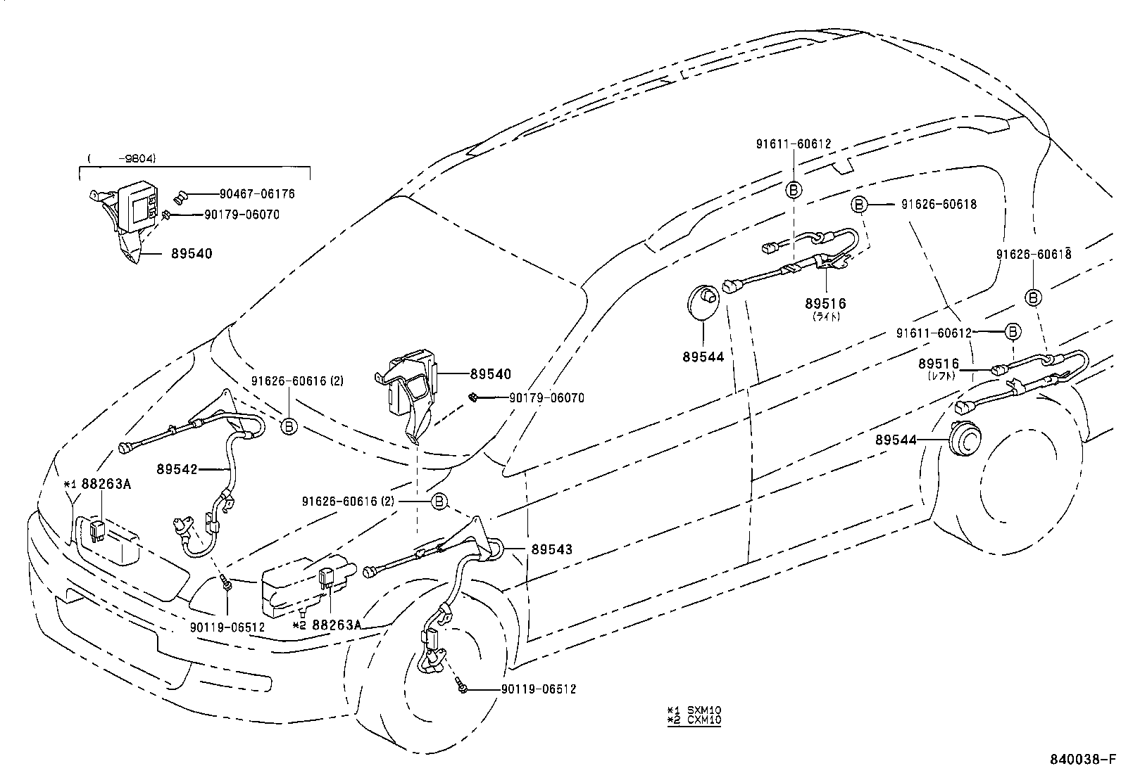 89545-44010 SENSOR, SPEED, REAR RH product image