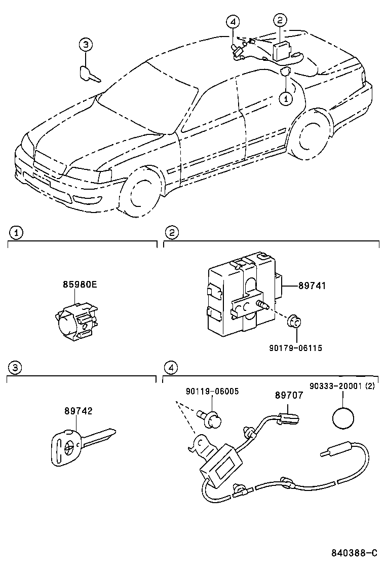89707-22020 CORD SUB-ASSY, WIRELESS DOOR LOCK product image