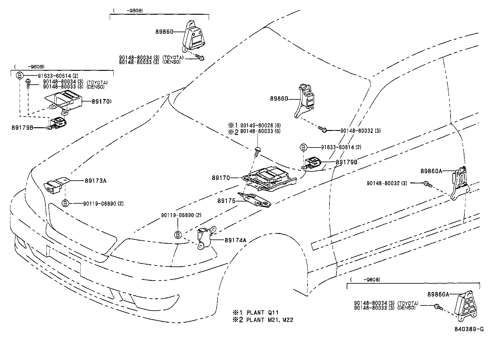 89170-22040 SENSOR ASSY, AIR BAG product image