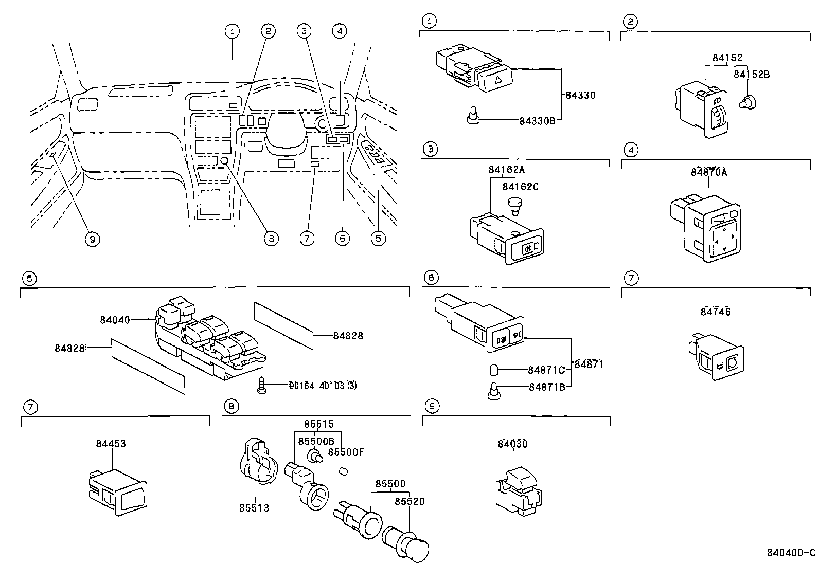 84165-22010 SWITCH, REAR FOG LAMP product image
