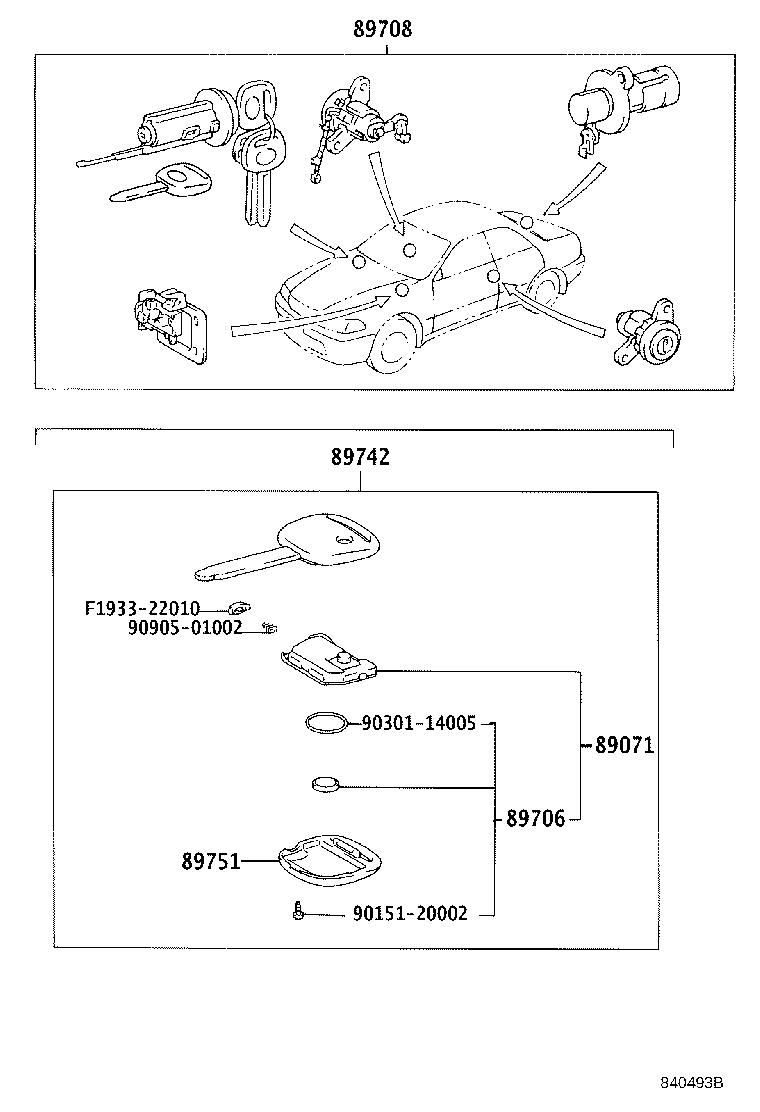 89708-22160 CYLINDER SET, WIRELESS DOOR LOCK product image