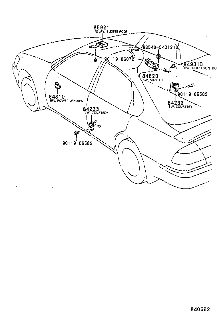 84820-12271 MASTER SWITCH ASSY, POWER WINDOW REGULATOR product image
