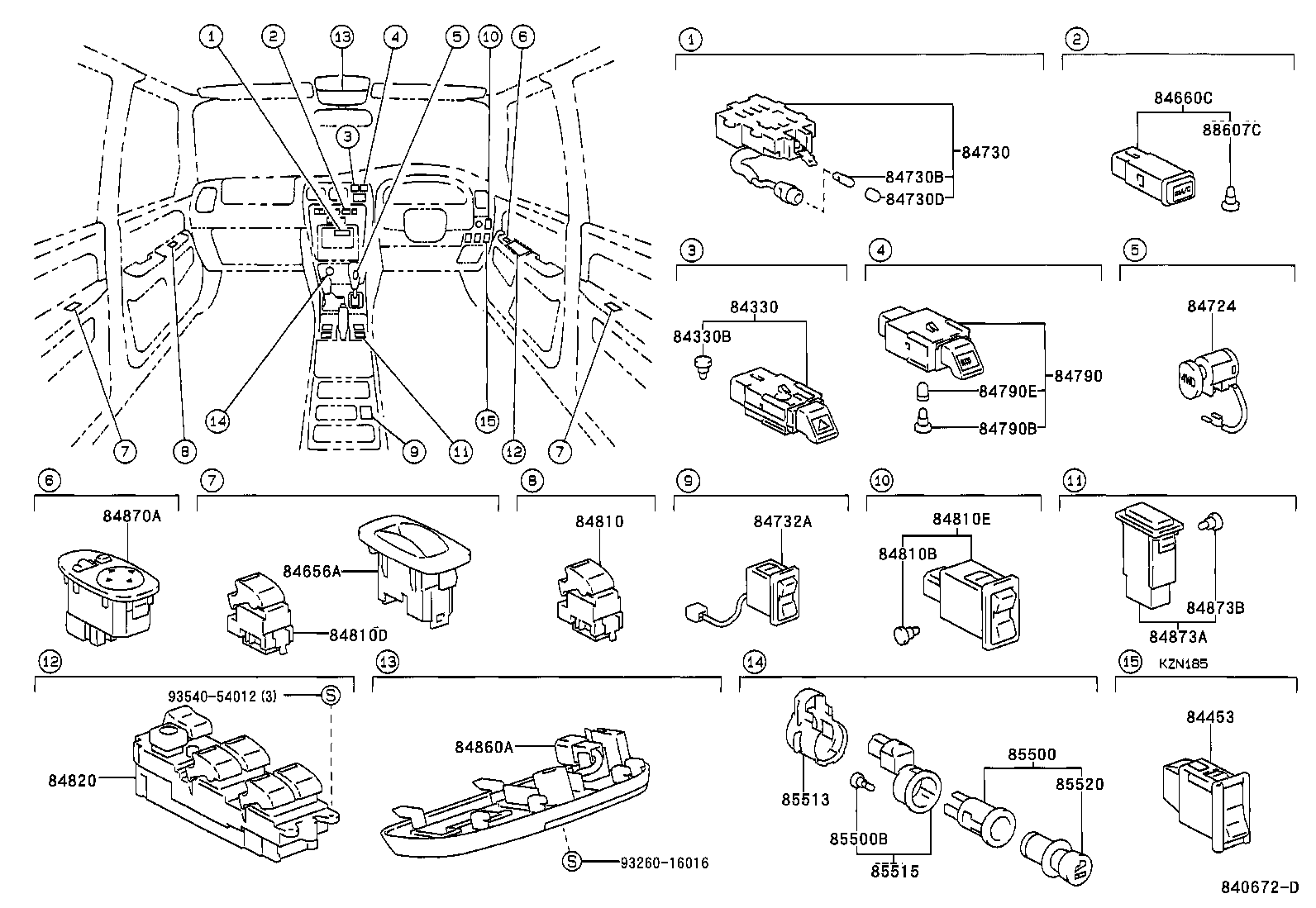 84739-35010 RETAINER, SWITCH product image