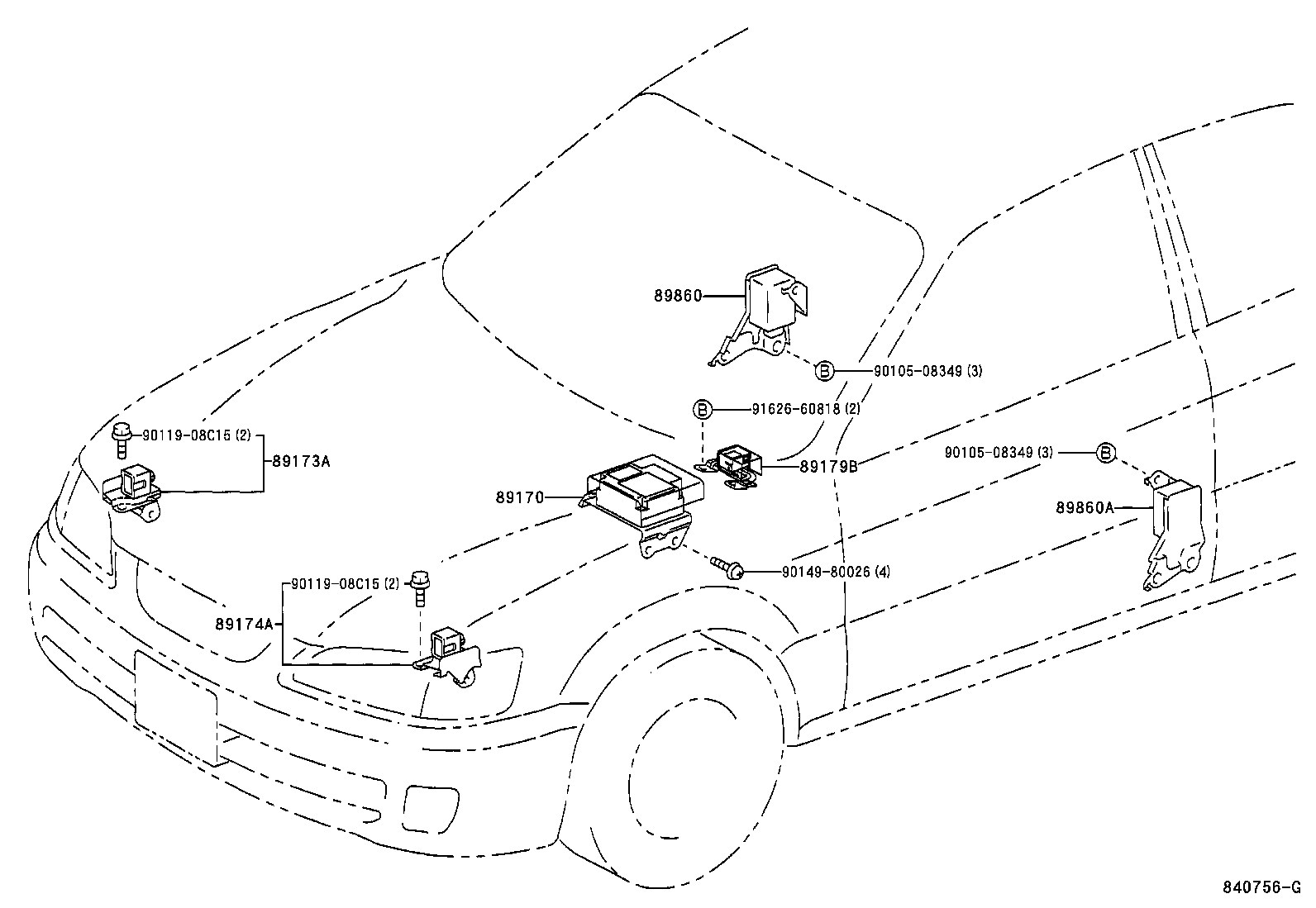 89170-33050 SENSOR ASSY, AIR BAG product image