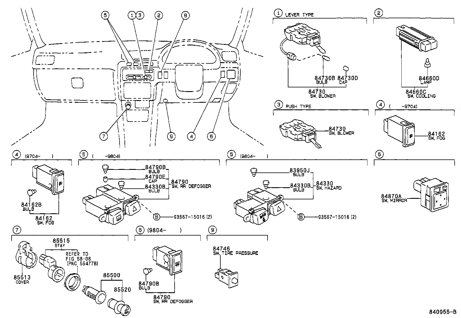 84140-12410 SWITCH ASSY, HEADLAMP DIMMER product image