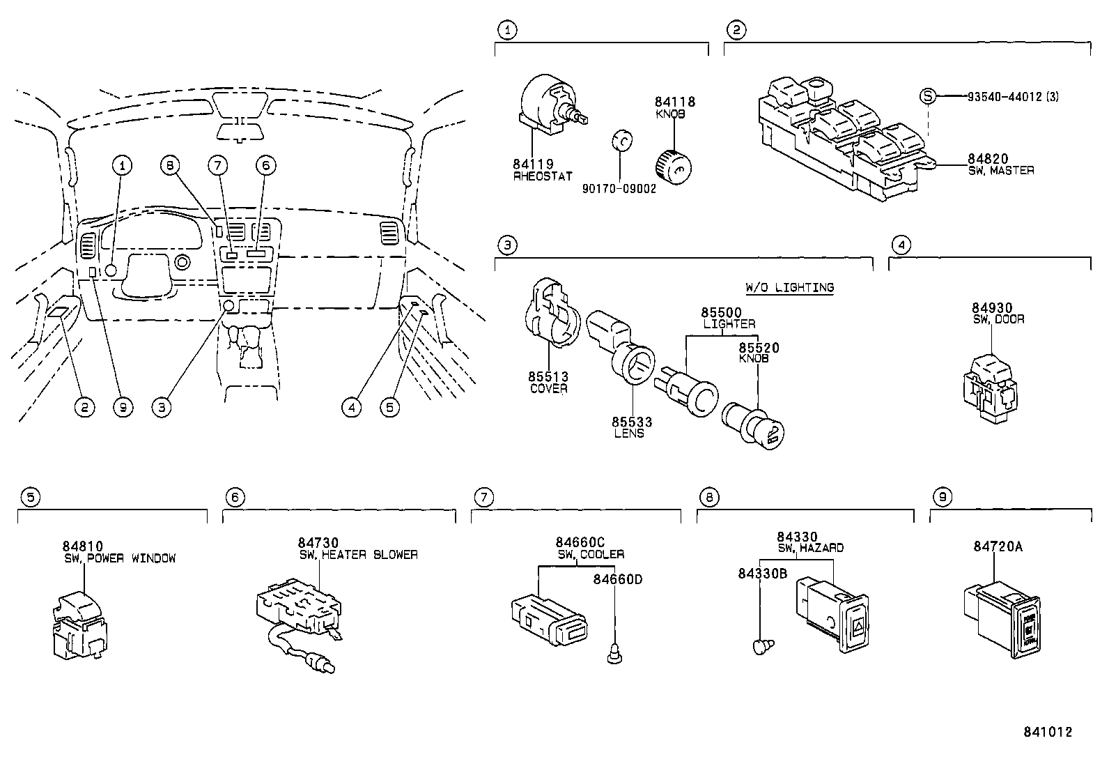 84140-04040 SWITCH ASSY, HEADLAMP DIMMER product image