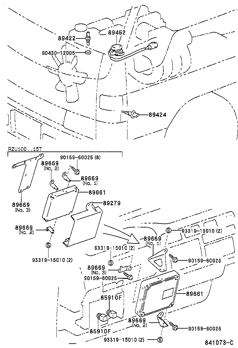 89559-37020 BRACKET, ENGINE CONTROL COMPUTER, NO.3 product image