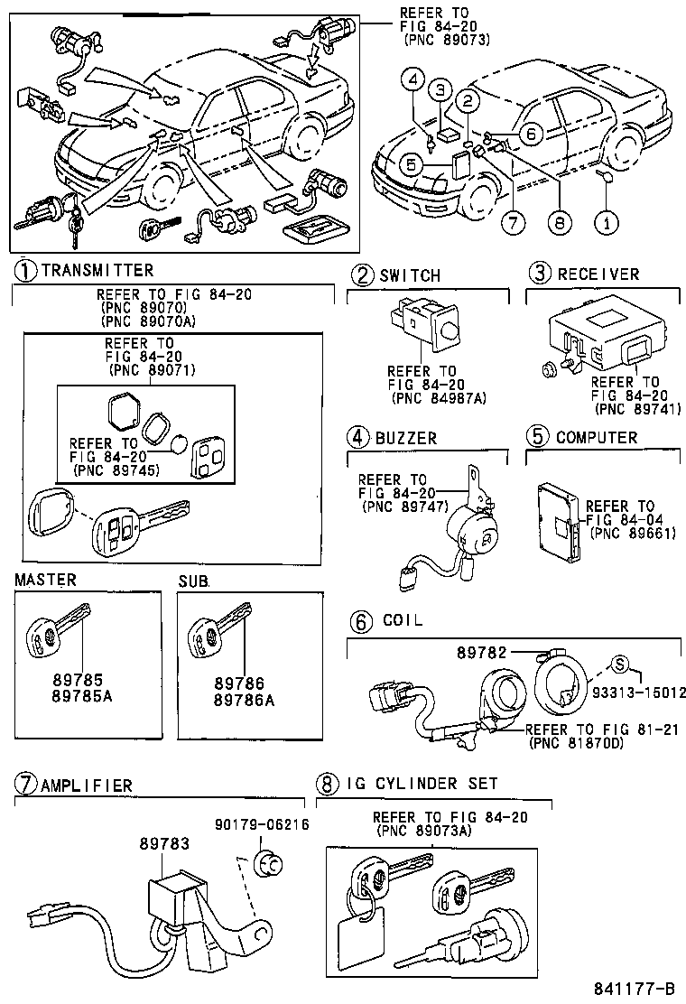 Toyota 89703-50020 CYLINDER & KEY SET, IGNITION W/TRANSPONDER