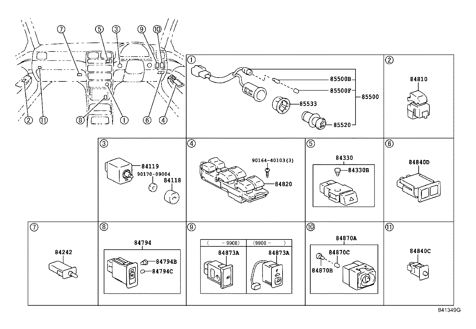 84140-33130 SWITCH ASSY, HEADLAMP DIMMER product image