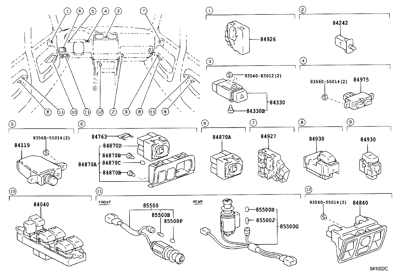 84140-50100 SWITCH ASSY, HEADLAMP DIMMER product image