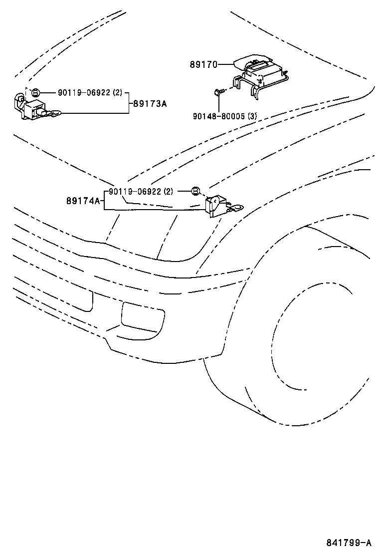 89173-69105 SENSOR, AIR BAG, FRONT RH product image