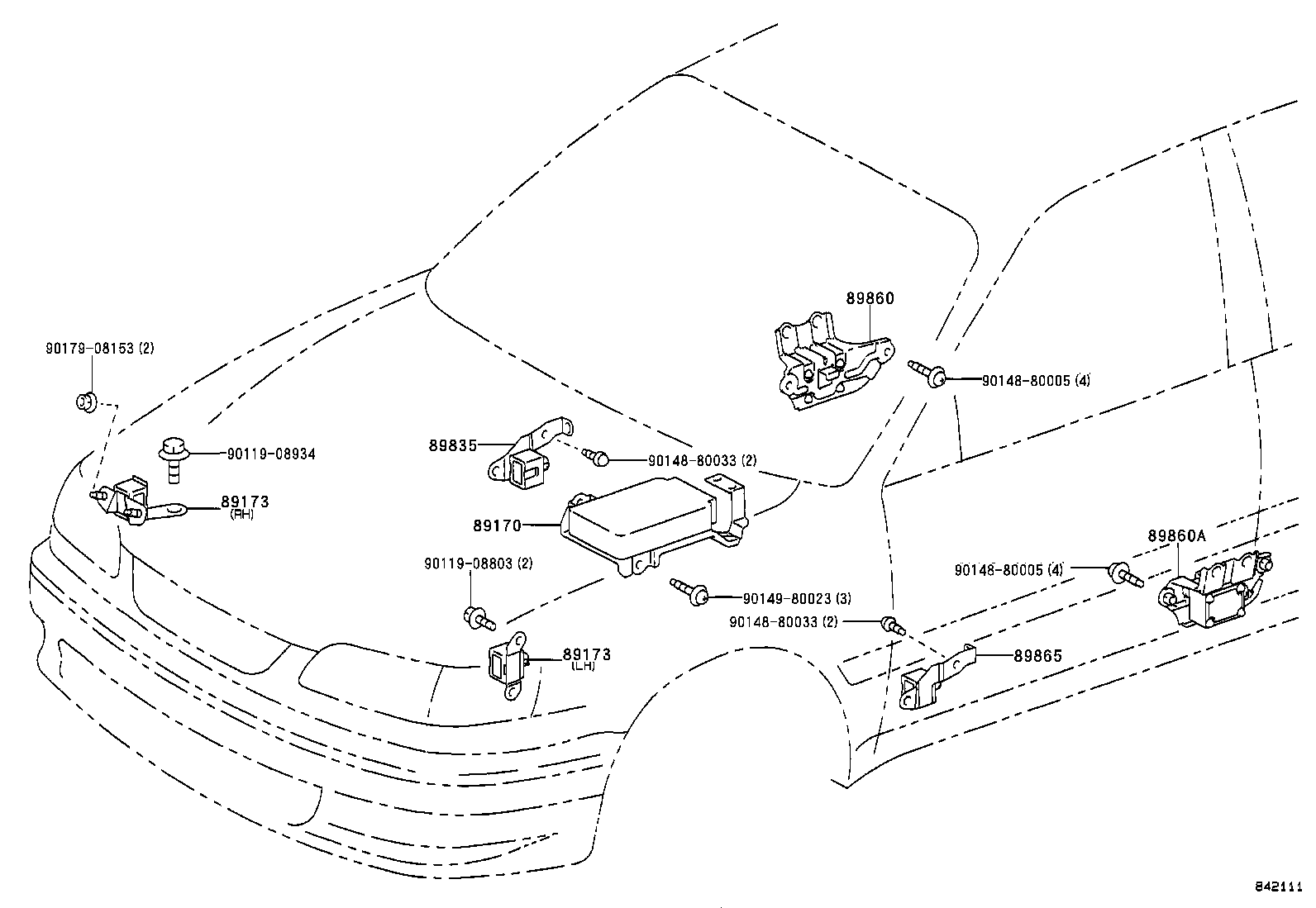 89170-02100 SENSOR ASSY, AIR BAG product image