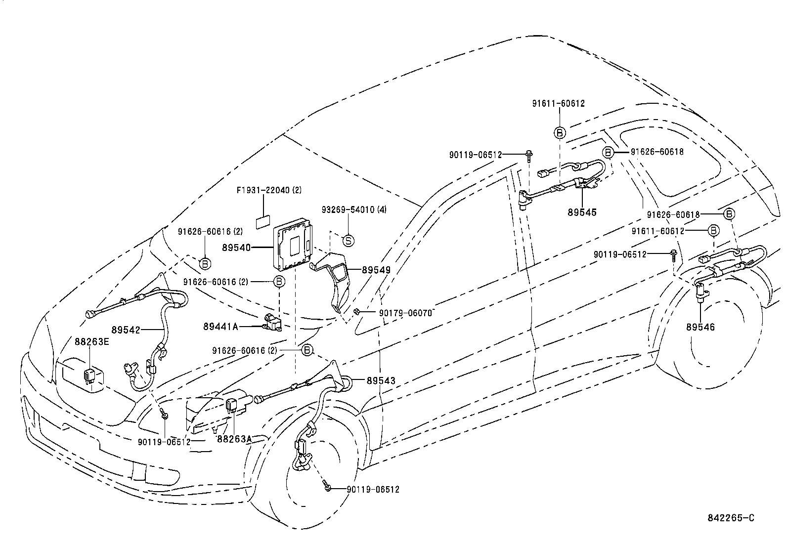 89545-44020 SENSOR, SPEED, REAR RH product image