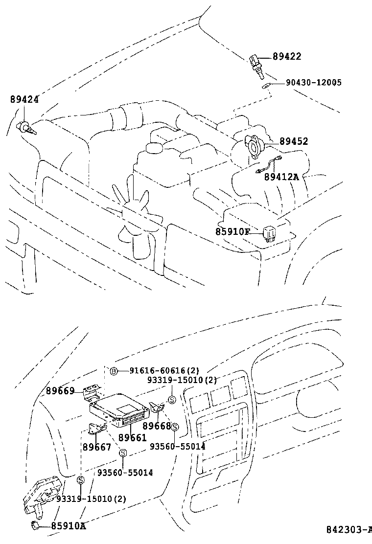 89668-35110 BRACKET, ENGINE CONTROL COMPUTER, NO.2 product image