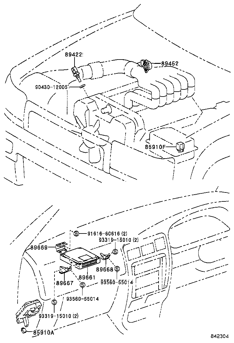 89668-35110 BRACKET, ENGINE CONTROL COMPUTER, NO.2 product image