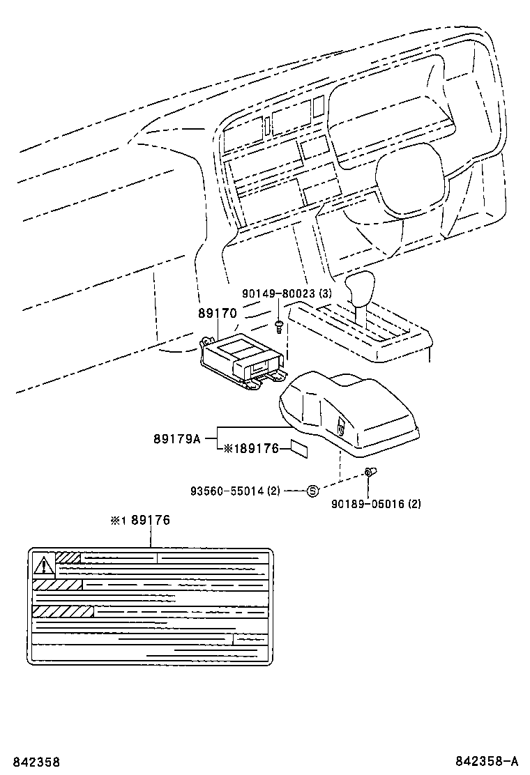 89176-26030 LABEL, AIR BAG SENSOR COVER CAUTION product image