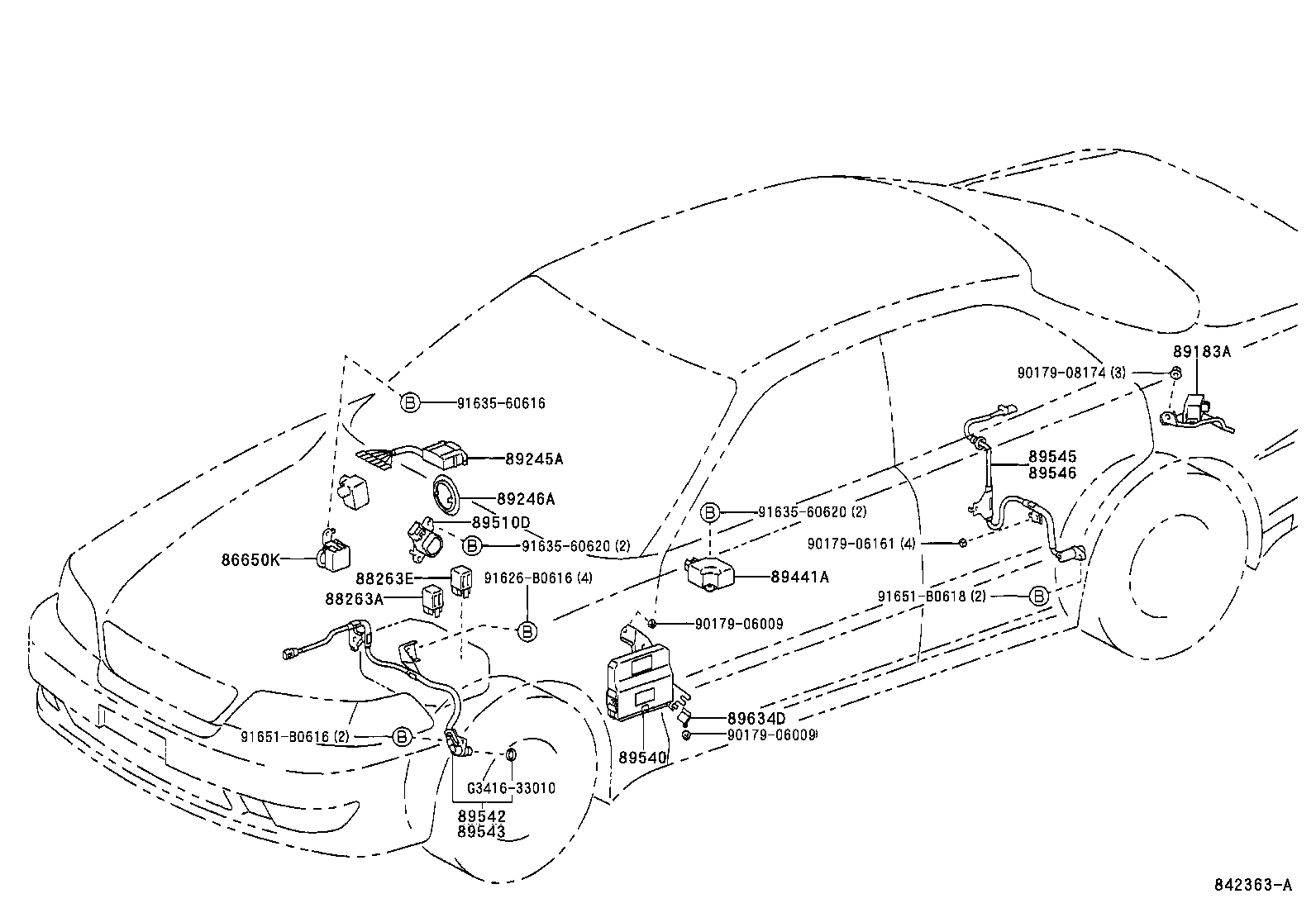 89545-22020 SENSOR, SPEED, REAR RH product image