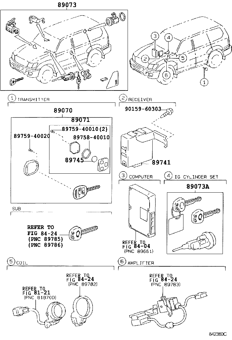 Toyota 69005-6C520 CYLINDER SET, LOCK W/TRANSMITTER HOUSING(LESS MODULE)