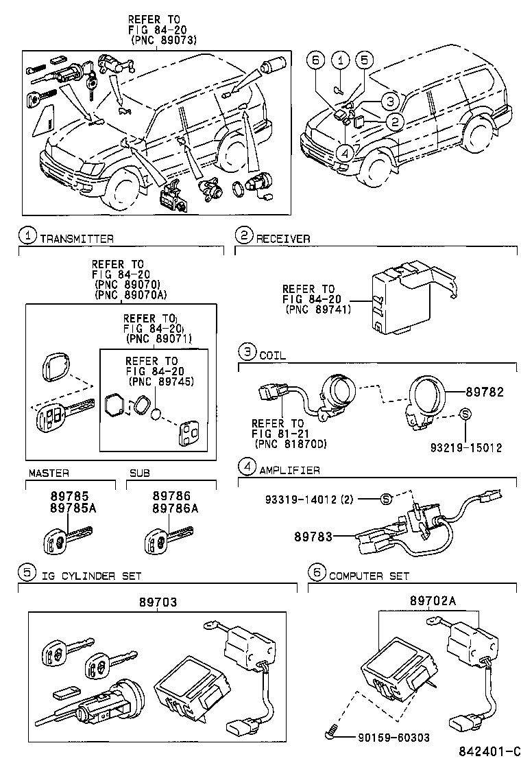 89708-60190 CYLINDER SET, LOCK W/TRANSPONDER KEY TRANSMITTER product image