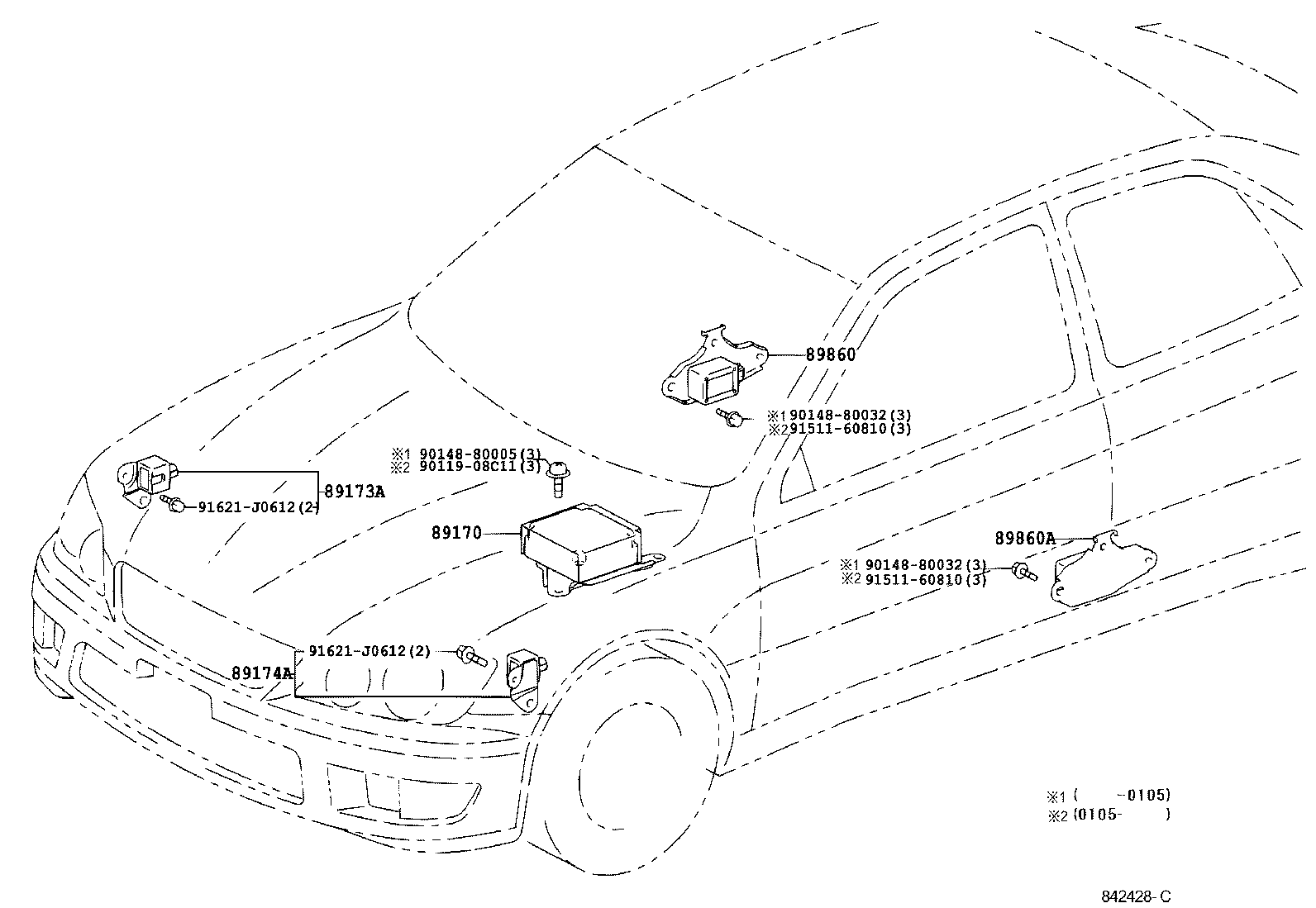 89170-53070 SENSOR ASSY, AIR BAG product image
