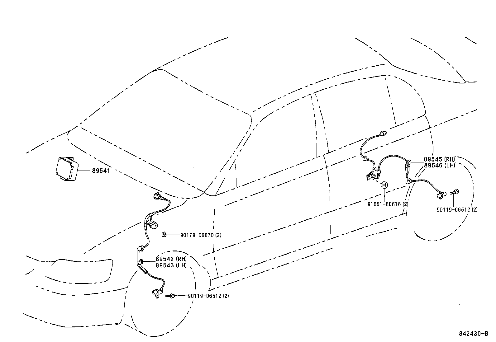 89545-02010 SENSOR, SPEED, REAR RH product image