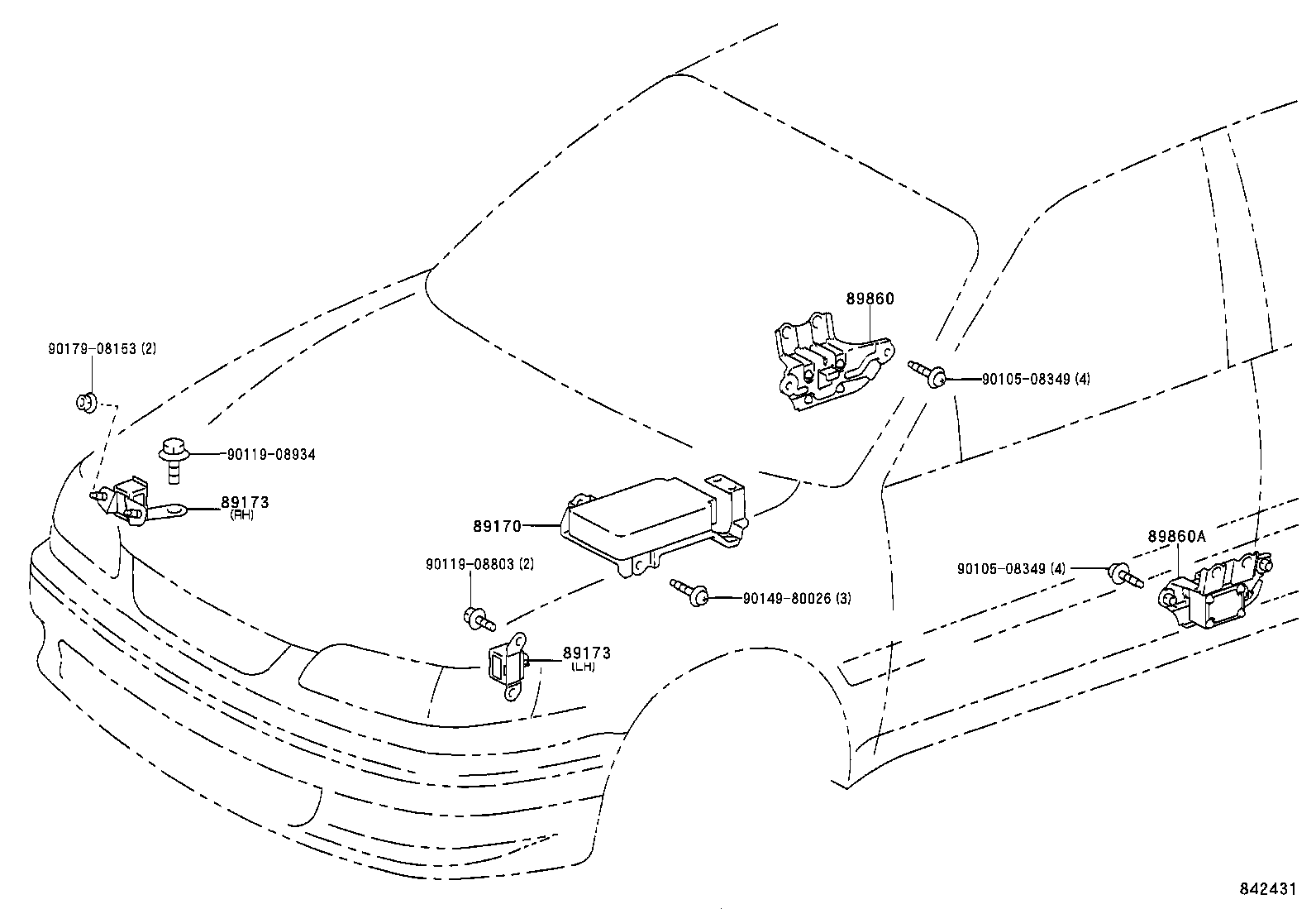 89170-02100 SENSOR ASSY, AIR BAG product image