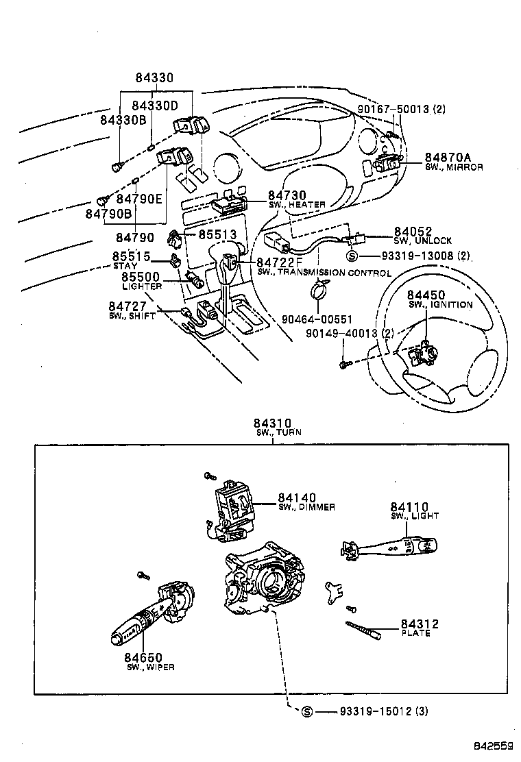 84820-18010 MASTER SWITCH ASSY, POWER WINDOW REGULATOR product image