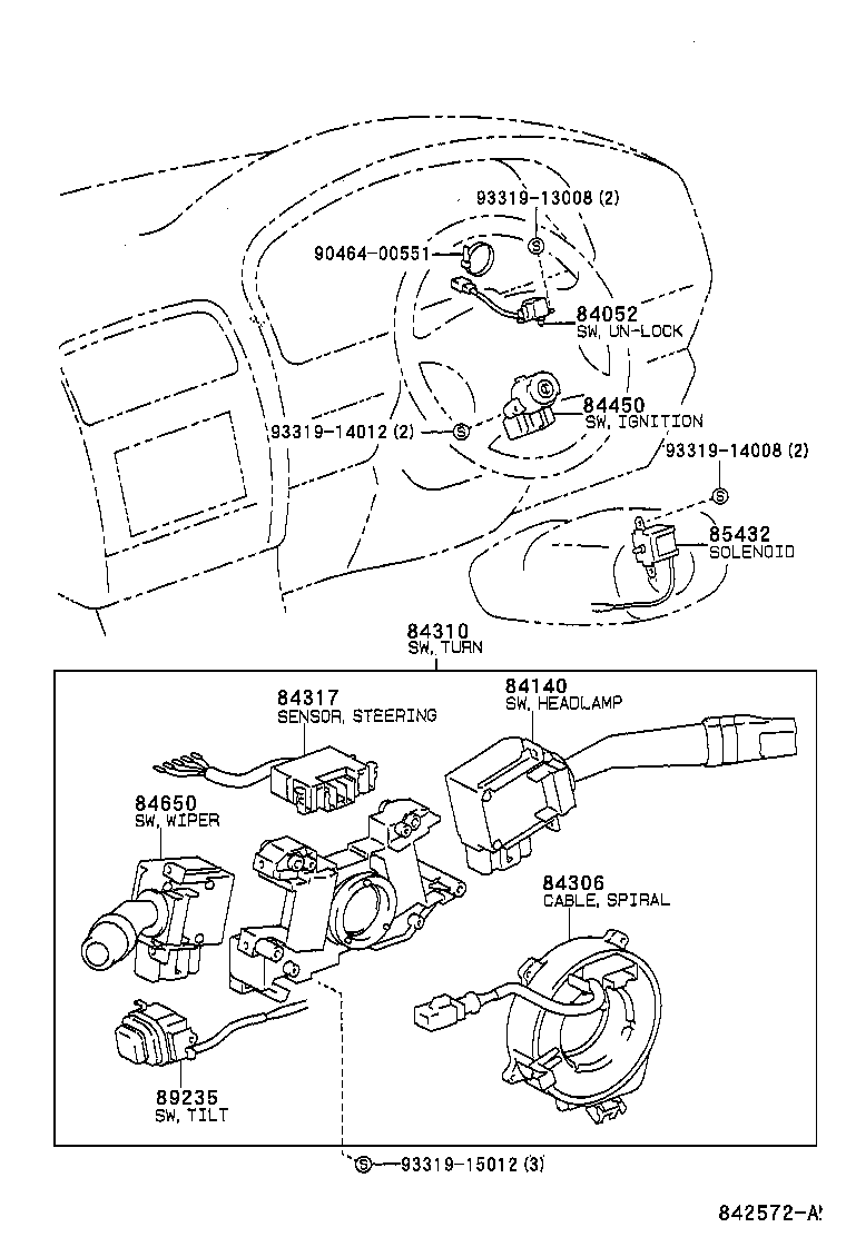84140-50110 SWITCH ASSY, HEADLAMP DIMMER product image