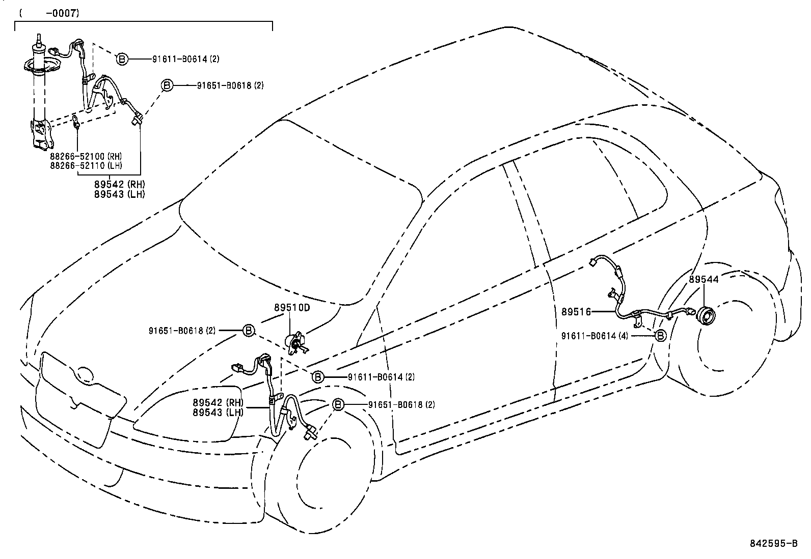 89545-52010 SENSOR, SPEED, REAR RH product image