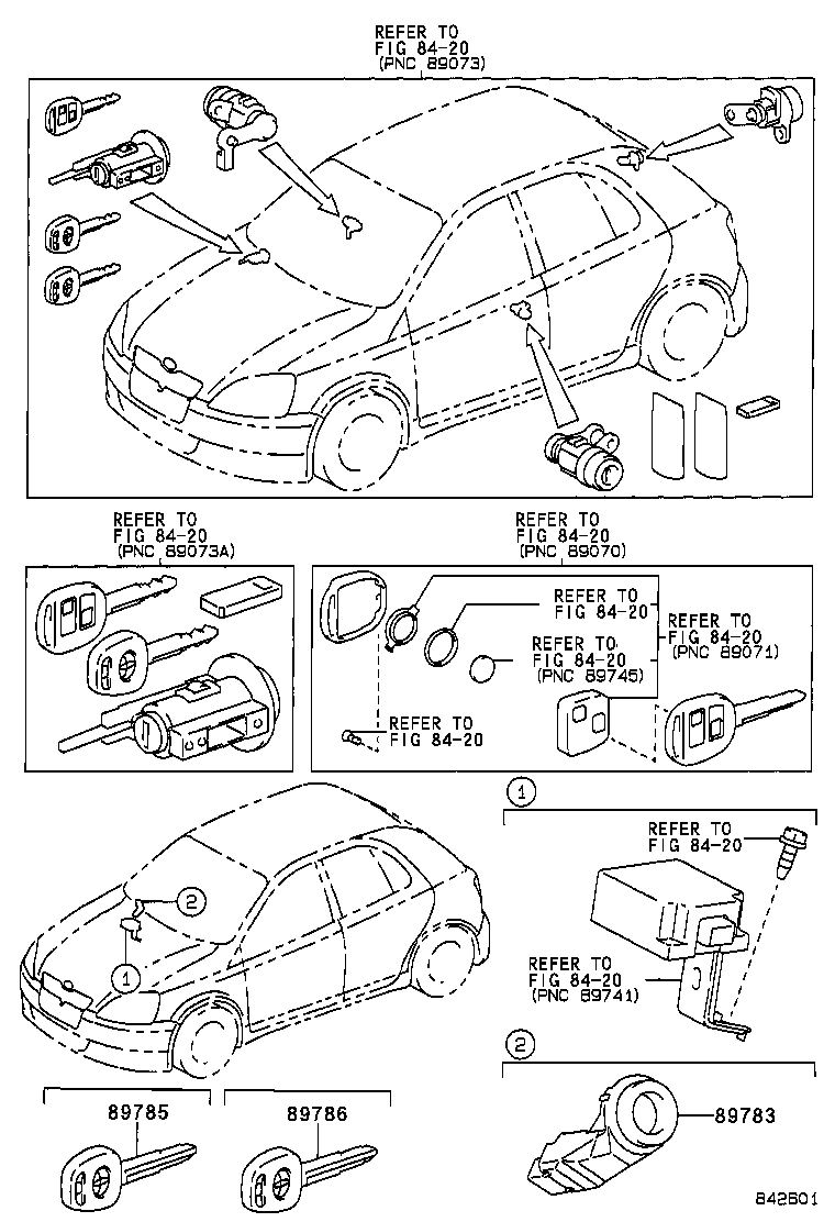89703-48040 CYLINDER & KEY SET, IGNITION W/TRANSPONDER product image