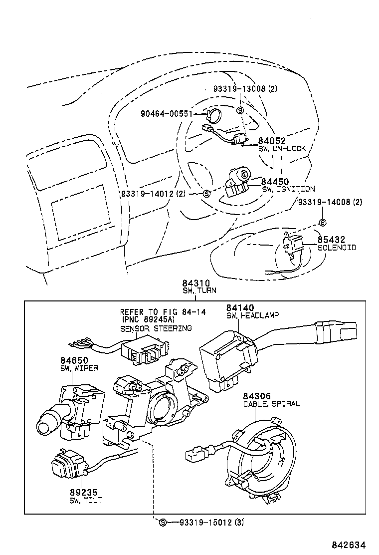 84140-50100 SWITCH ASSY, HEADLAMP DIMMER product image