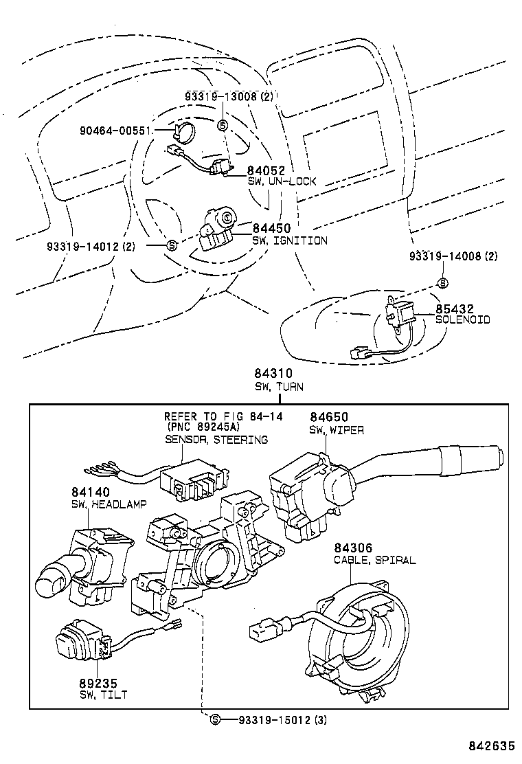 84140-50100 SWITCH ASSY, HEADLAMP DIMMER product image