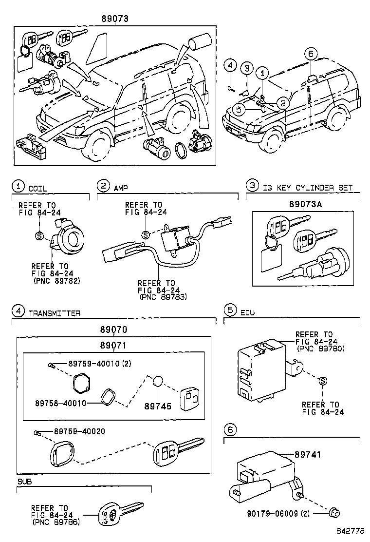 89073-60520 IGN CYLINDER SET LOCK W/TRANSMITTER HOUSING (CUT KEY) product image