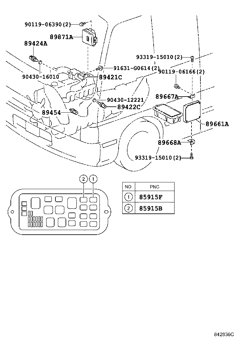 89661-36030 COMPUTER, ENGINE CONTROL product image