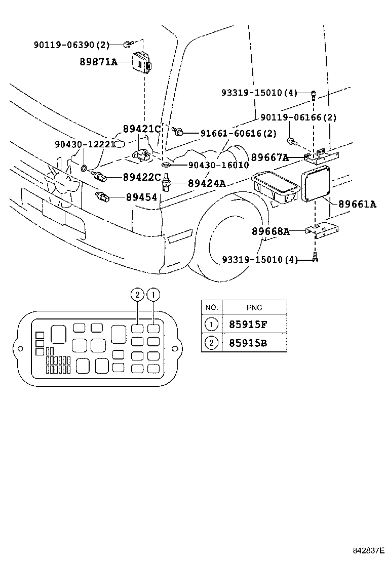 89668-36080 BRACKET, ENGINE CONTROL COMPUTER, NO.2 product image