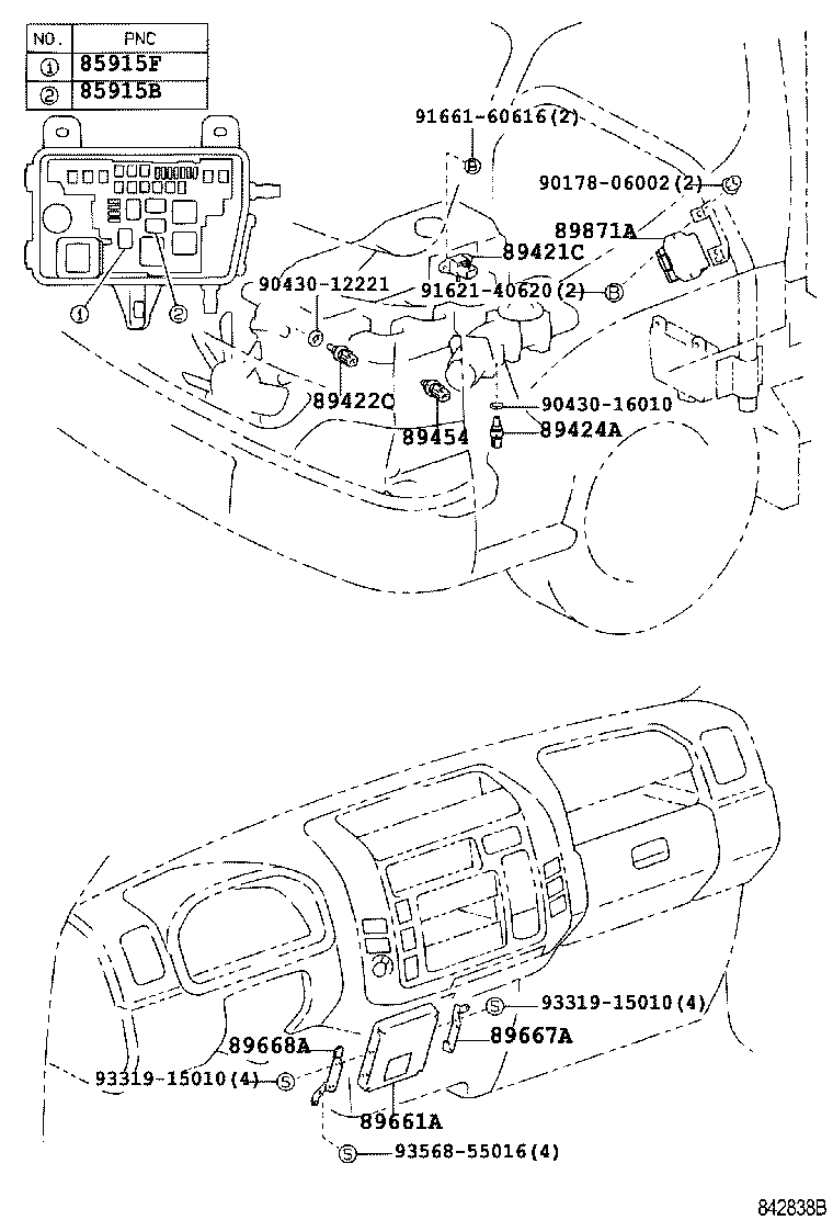89667-37020 BRACKET, ENGINE CONTROL COMPUTER, NO.1 product image