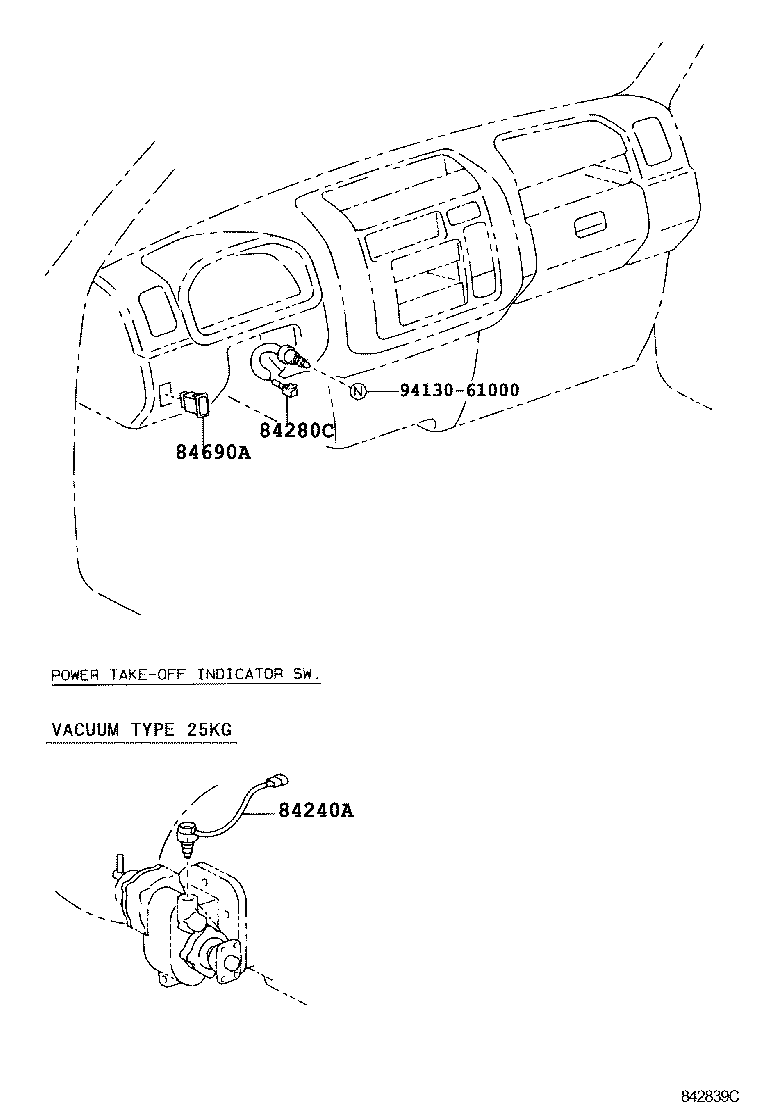 88280-37010 SWITCH ASSY, POWER TAKE-OFF CLUTCH product image