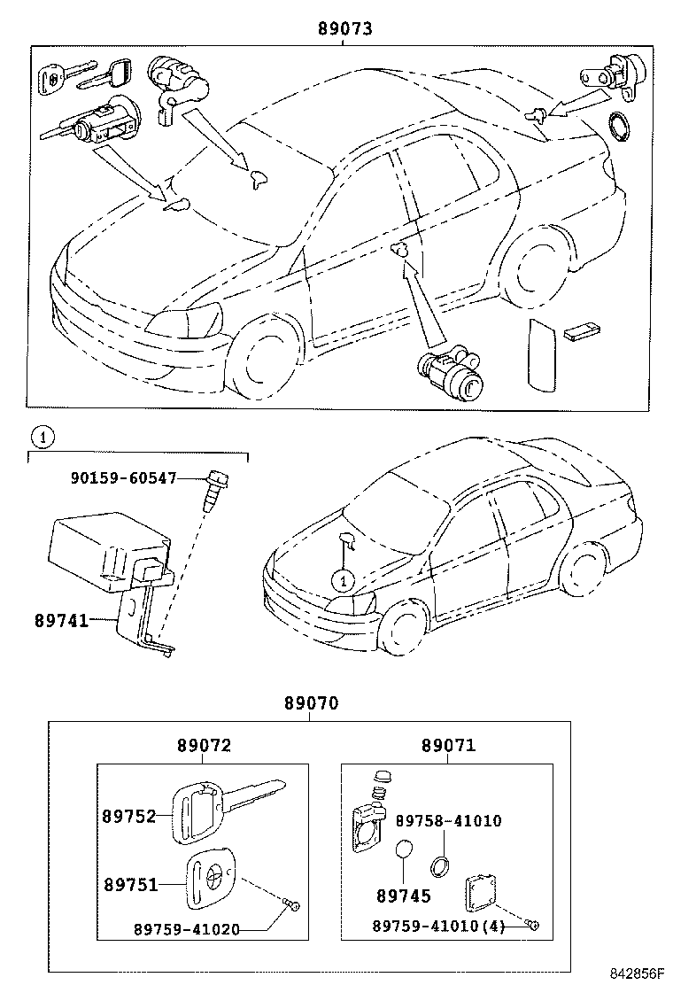 89073-52230 CYLINDER SET, LOCK W/TRANSMITTER HOUSING(LESS MODULE) product image
