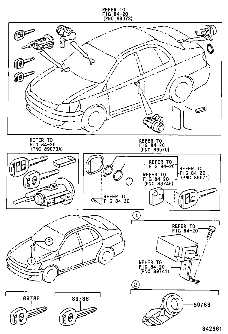 89708-52040 CYLINDER SET, LOCK W/TRANSPONDER KEY TRANSMITTER product image