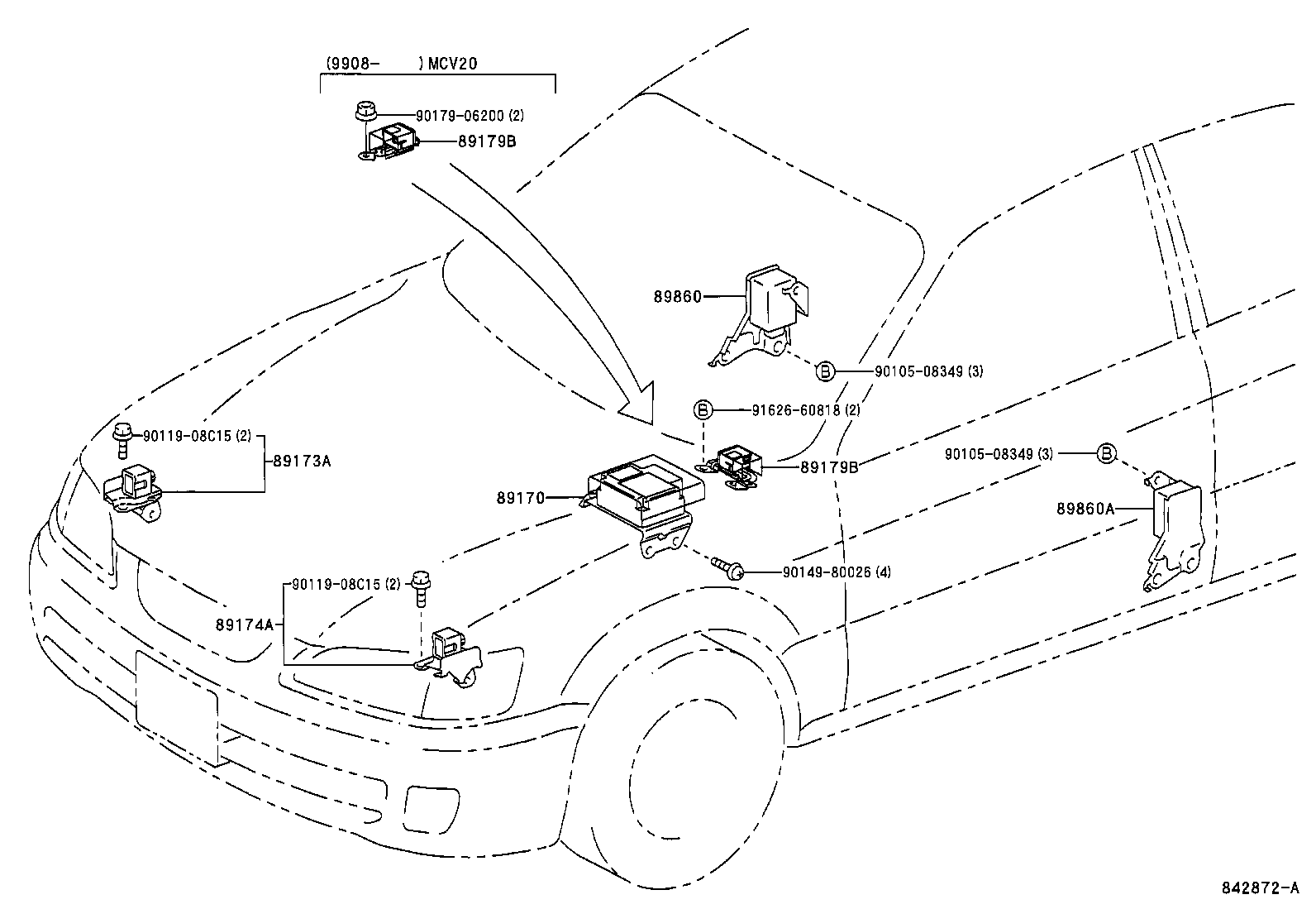 89170-33070 SENSOR ASSY, AIR BAG product image