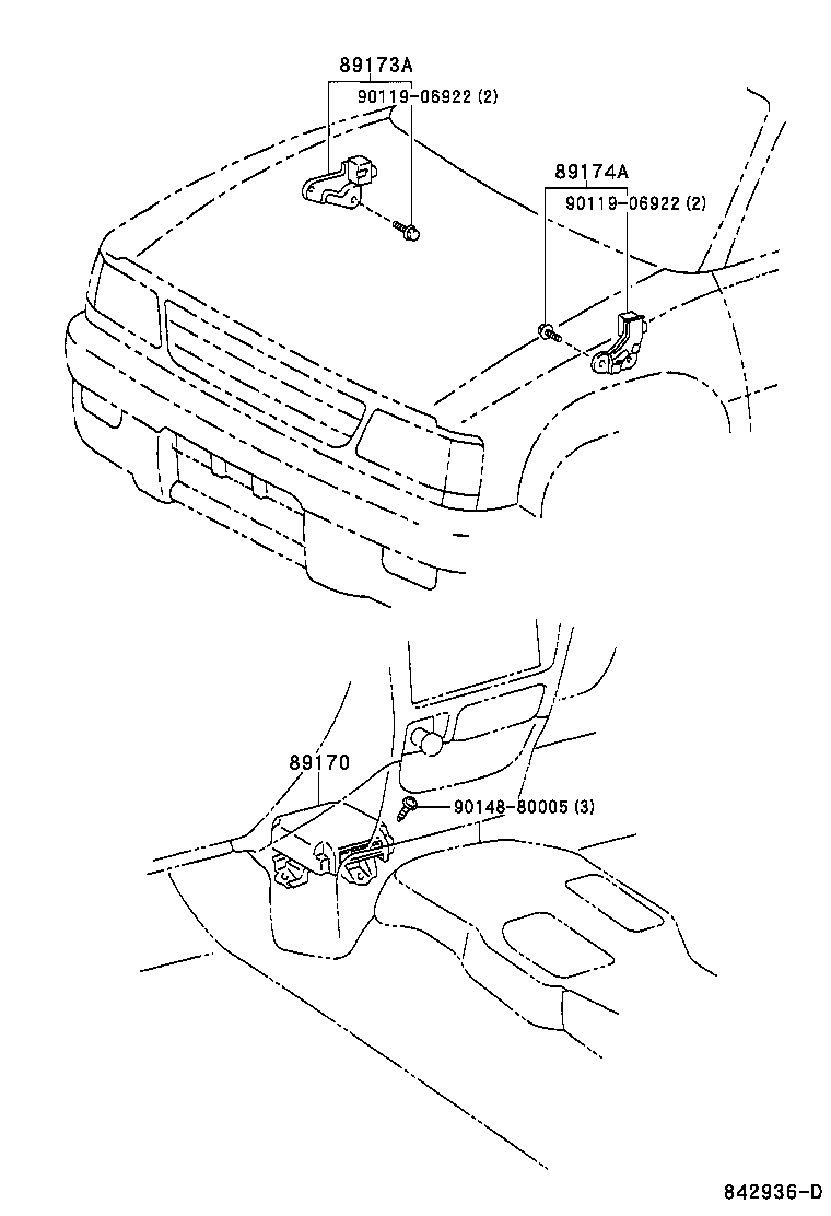 89173-39345 SENSOR, AIR BAG, FRONT RH product image