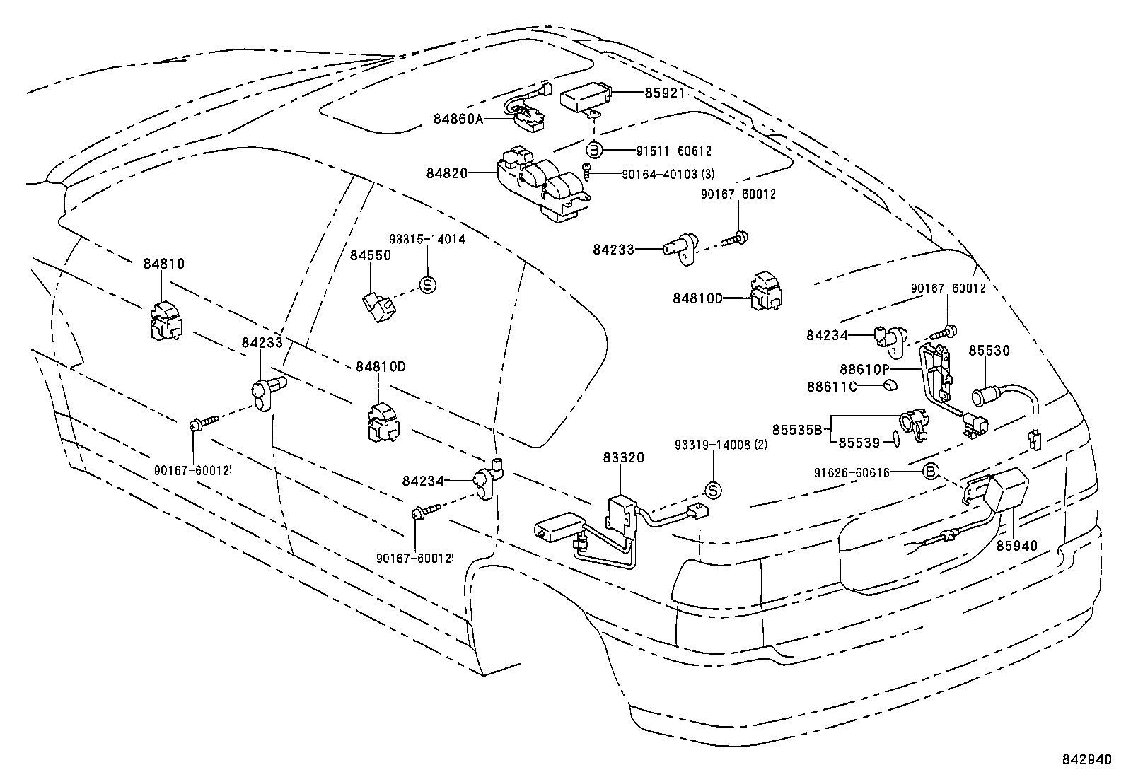 84332-44010 SWITCH ASSY, HAZARD WARNING SIGNAL product image