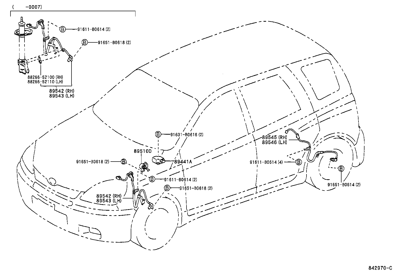 89545-52010 SENSOR, SPEED, REAR RH product image