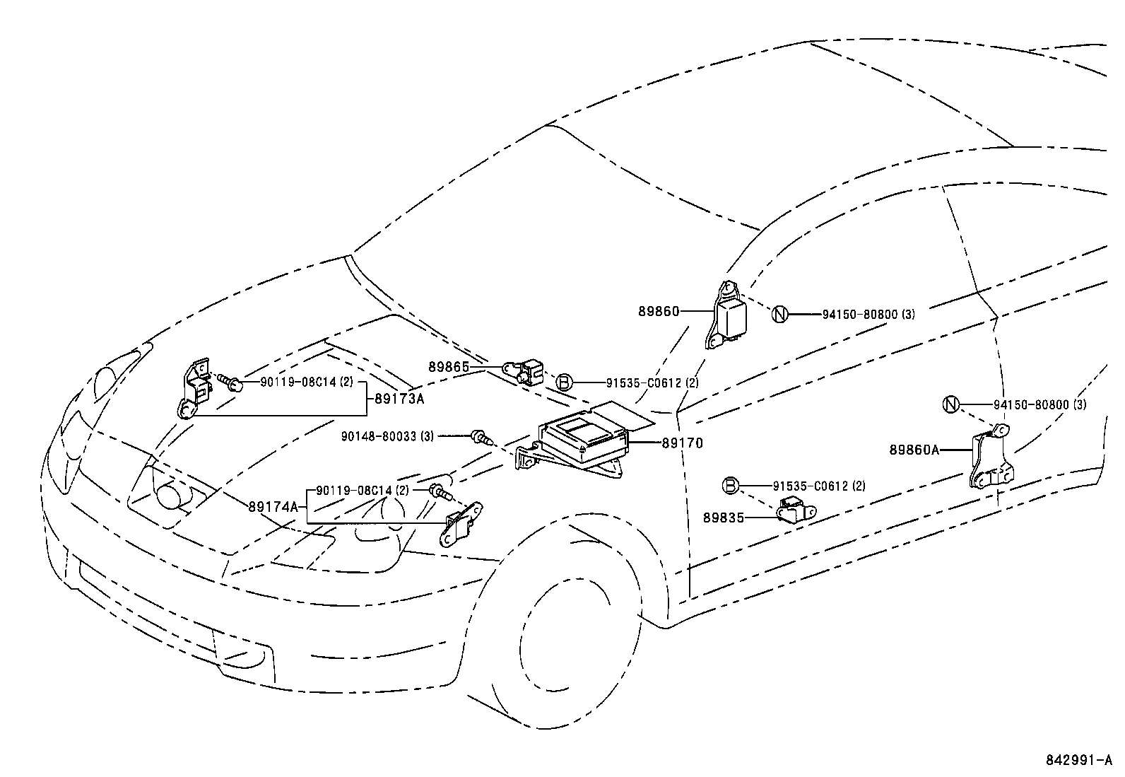 89170-20140 SENSOR ASSY, AIR BAG product image