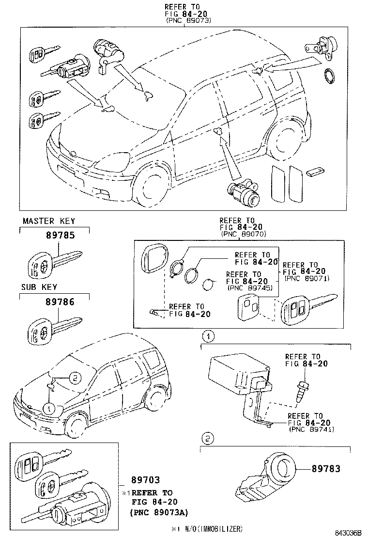 89073-52020 CYLINDER & KEY SET, IGNITION W/TRANSPONDER product image