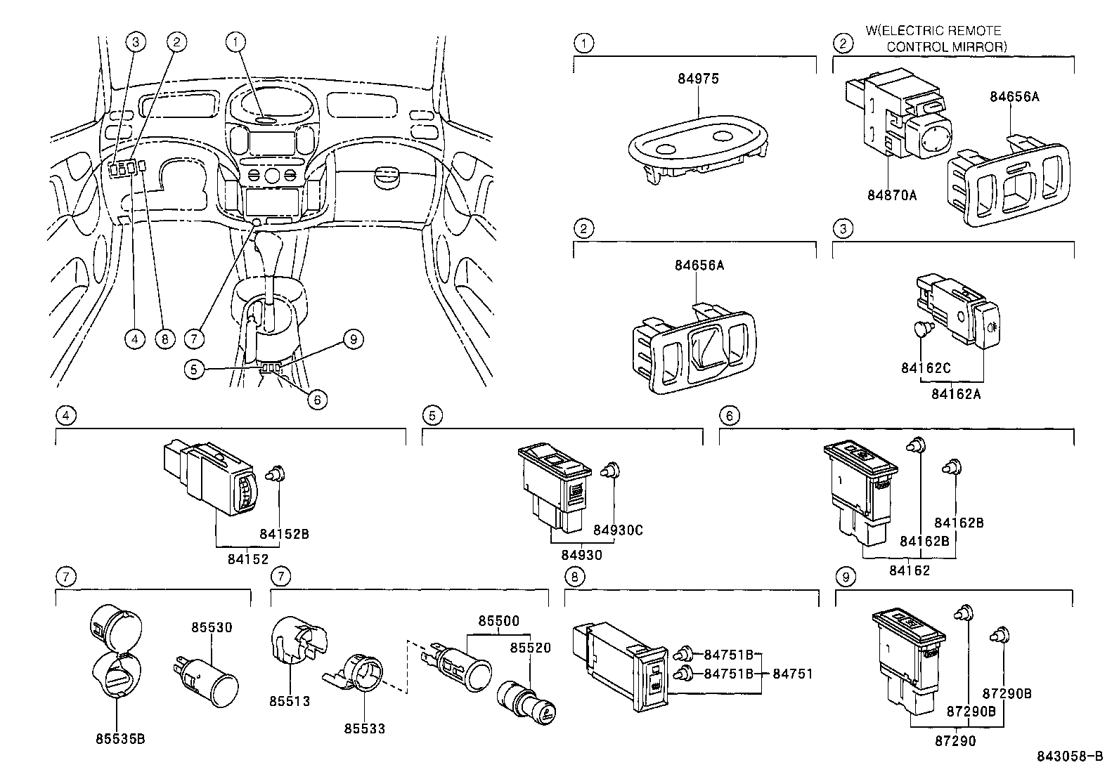 84152-52020 SWITCH, HEADLAMP LEVELING product image