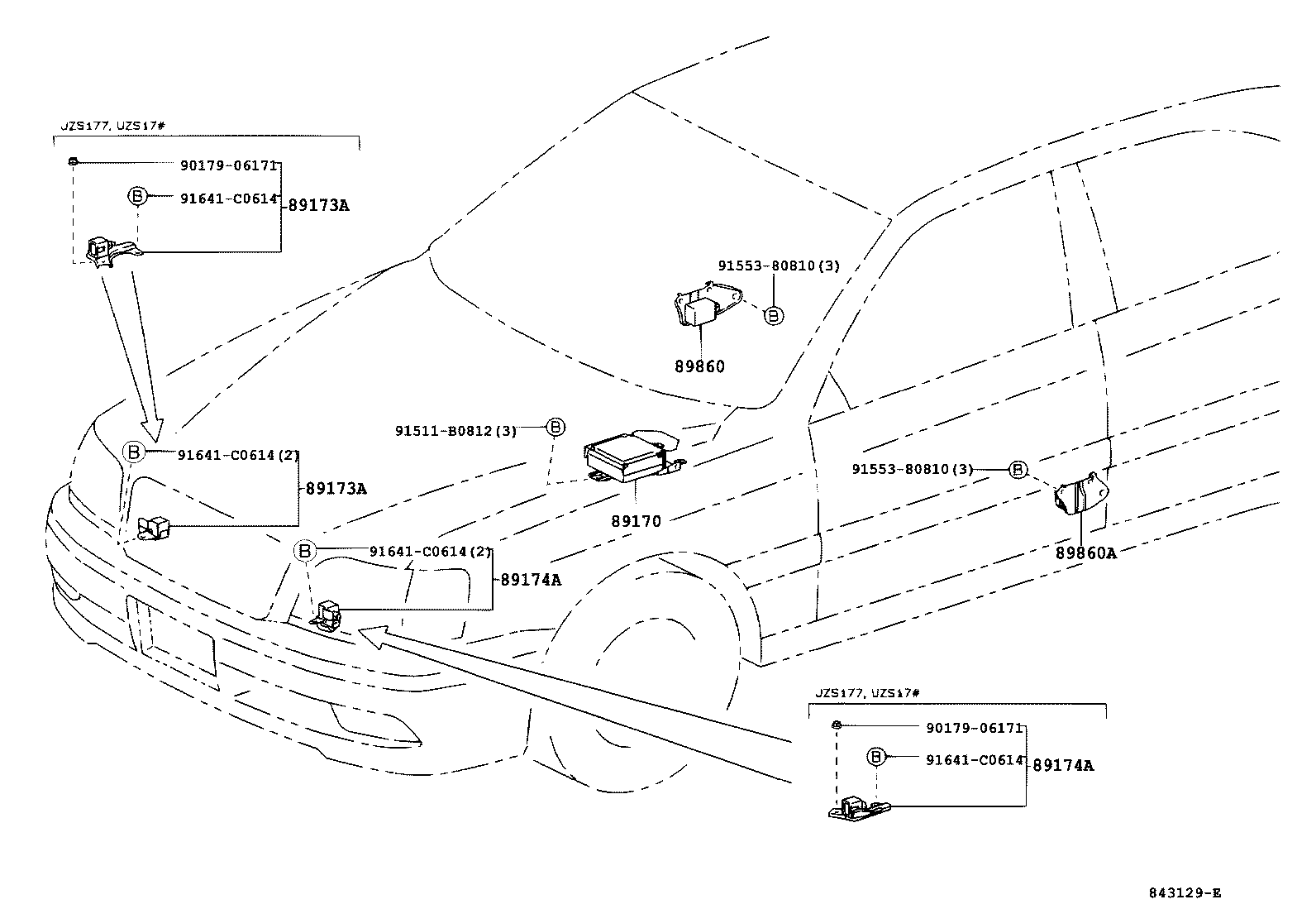 89173-39265 SENSOR, AIR BAG, FRONT RH product image